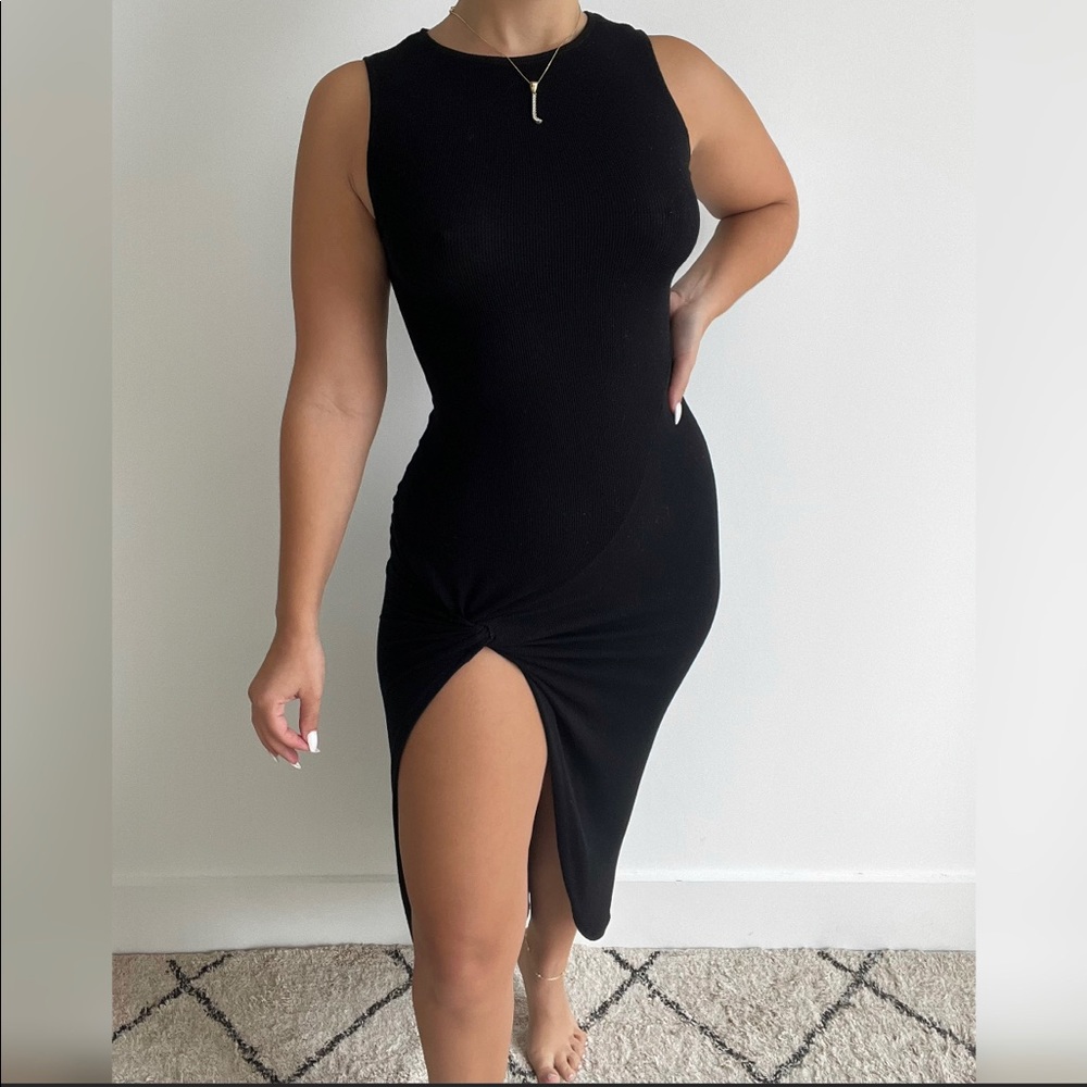 Black Maxi Dress with Tie Knot Detail